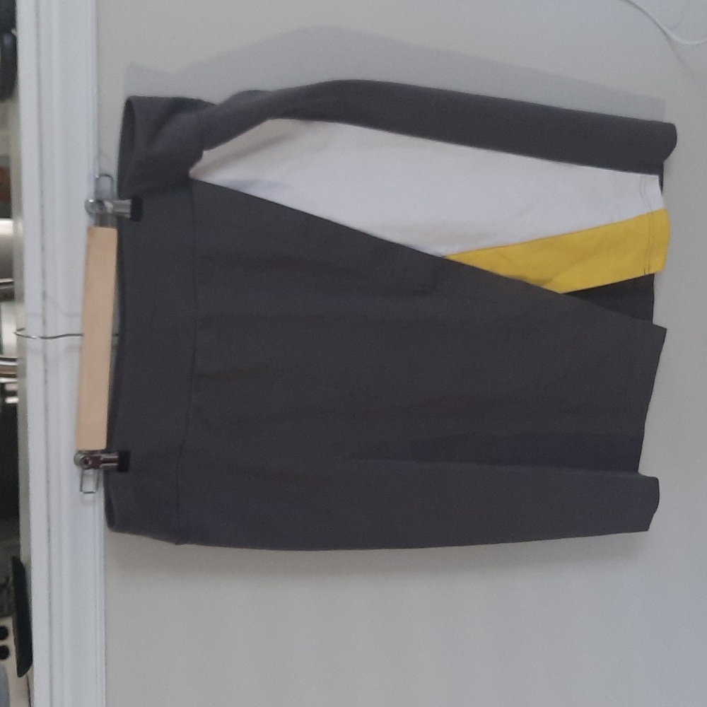 Grey skirt with yellow and white accents